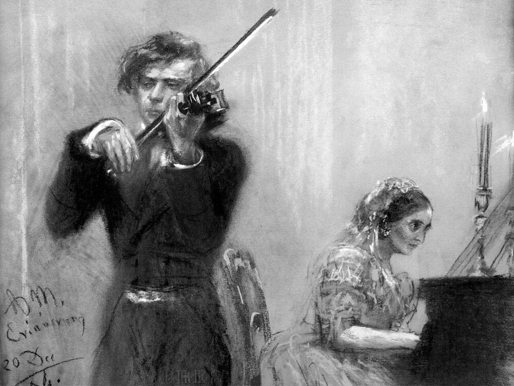 Clara Schumann performing with Joseph Joachim